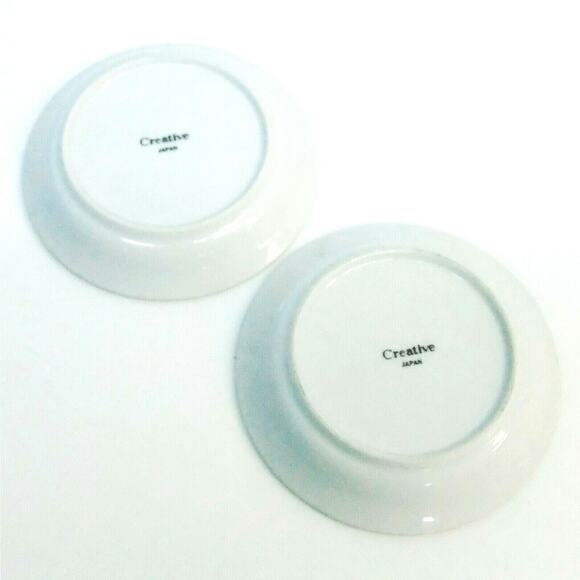 Creative Japan Trinket Tray Set 2 Ring Butter Dish 4" Coleus Plant White Gold - Picture 3 of 4